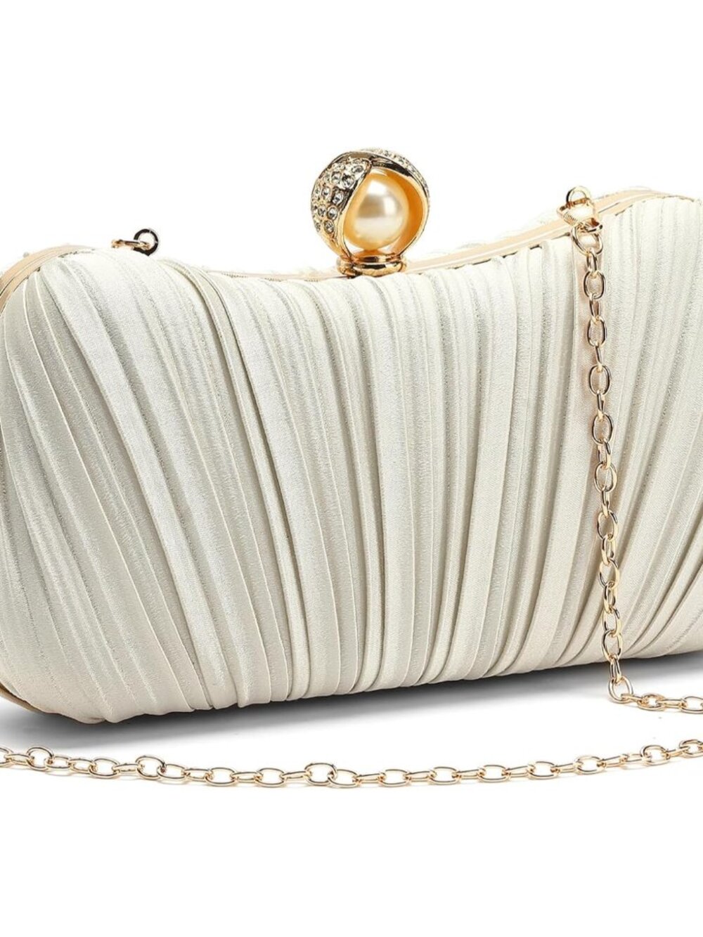 Pleated Satin Seashell Evening Clutch Purse for Women Elegant Clutch Handbag Sho